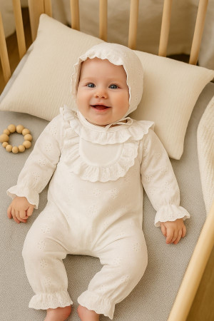 Kız Bebek Yenidoğan Fistolu Tulum Hastane Çıkışı Takım Mevlüt Kıyafeti