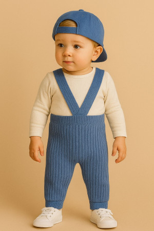 Kız Erkek Bebek & Çocuk  Triko Çapraz Askılı Tayt 4 Mevsim