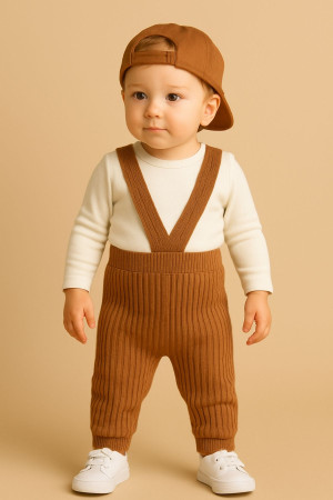 Kız Erkek Bebek & Çocuk  Triko Çapraz Askılı Tayt 4 Mevsim