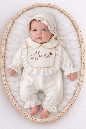 Kız Bebek İsim Nakışlı Yenidoğan Tulum