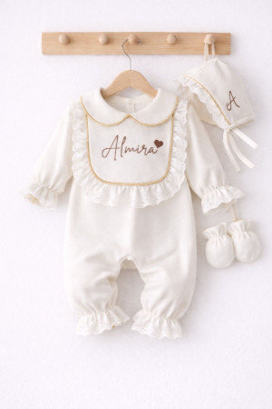 Kız Bebek İsim Nakışlı Yenidoğan Tulum