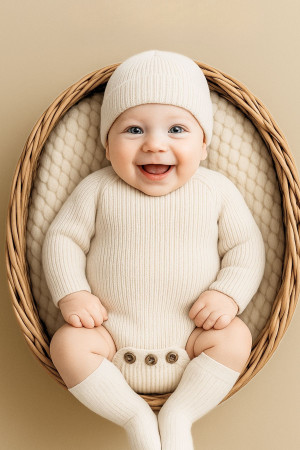 Yenidoğan Triko Romper Tulum Nakışlı