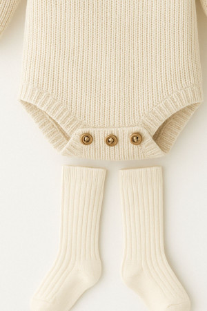 Yenidoğan Triko Romper Tulum Nakışlı