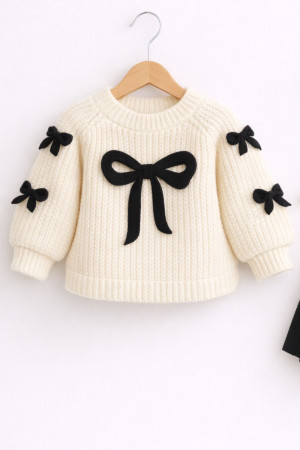 Kız Bebek Bayramlık Triko Kazak Etek Bandana Takım