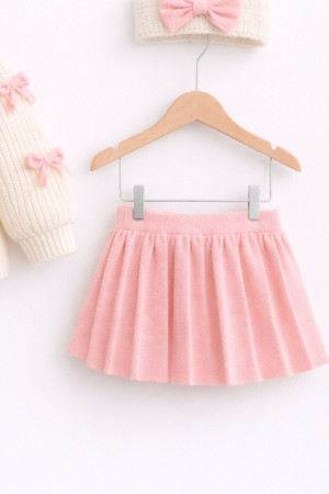 Kız Bebek Bayramlık Triko Kazak Etek Bandana Takım