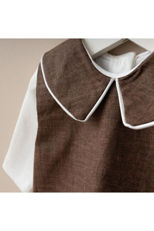 Erkek Bebek İsme Özel Yelekli Şapkalı Tulum