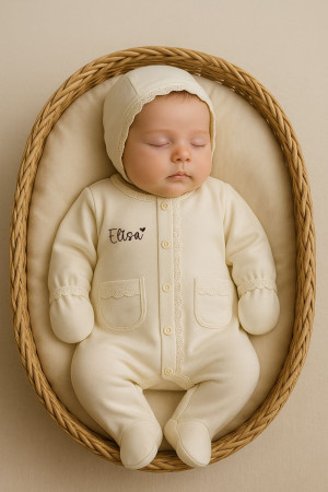 Kız Bebek Fistolu Cepli Boneli Tulum