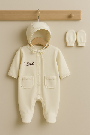 Kız Bebek Fistolu Cepli Boneli Tulum