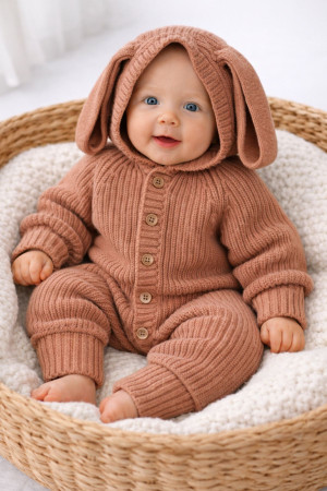 Bebek Triko Tulum Tavşan Kulak