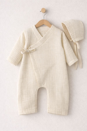 Yenidoğan Bebek Organik Müslin Kimono Tulum