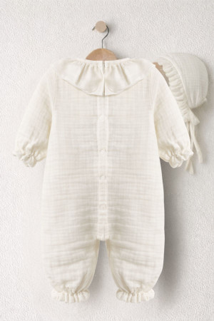 İsme Özel Baskılı Yenidoğan Bebek Organik Müslin Tulum