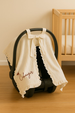 Nakışlı müslin battaniye puset örtüsü yastık kılıfı set