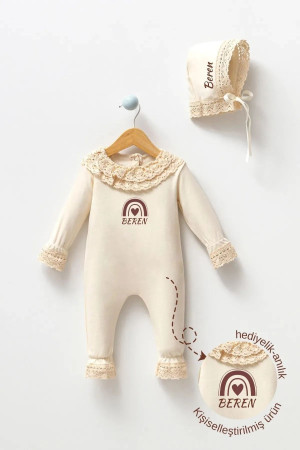 Isimli  Kız Bebek Yenidoğan Tulum Fistolu Şapka Hastane Çıkışı Mevlüt Kıyafeti